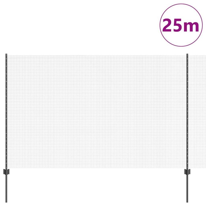 Ensemble de clôtures de jardin Lot de 2 Gris Métal 25 x 1,5 m 