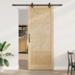 Porte Coulissante avec Kit de Quincaillerie 93x232 cm Bois Massif Pin 