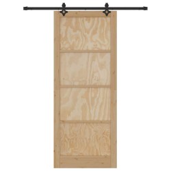 Porte Coulissante avec Kit de Quincaillerie 93x232 cm Bois Massif Pin 