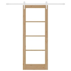 Set de porte coulissante avec quincaillerie 78x202 cm en bois massif de pin 