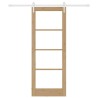 Set de porte coulissante avec quincaillerie 78x202 cm en bois massif de pin 