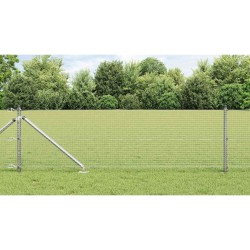 Clôture en fil soudé avec 13 piquets d'ancrage 0.6x25 m Acier galvanisé 
