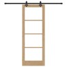 Porte coulissante avec kit de matériel "ORKDAL" en bois massif et verre 
