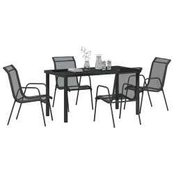 Ensemble de repas de jardin de 5 pièces en textilène noir et acier 