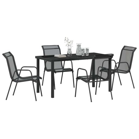 Ensemble de repas de jardin de 5 pièces en textilène noir et acier 