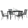 Ensemble de repas de jardin de 5 pièces en textilène noir et acier 