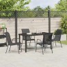 Ensemble de repas de jardin de 5 pièces en textilène noir et acier 