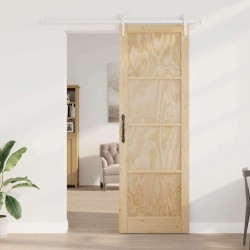 Porte coulissante avec kit de matériel 78x232 cm en bois massif de pin 