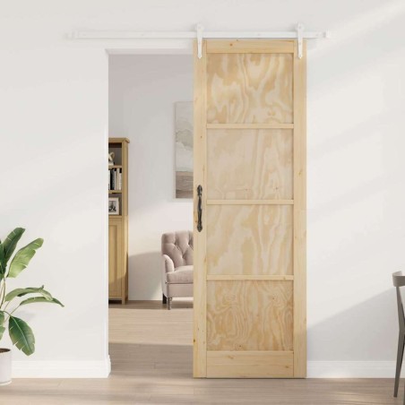 Porte coulissante avec kit de matériel 78x232 cm en bois massif de pin 