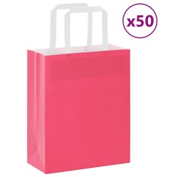Sacs en papier 50 pcs avec poignées rose 18x8x22 cm 