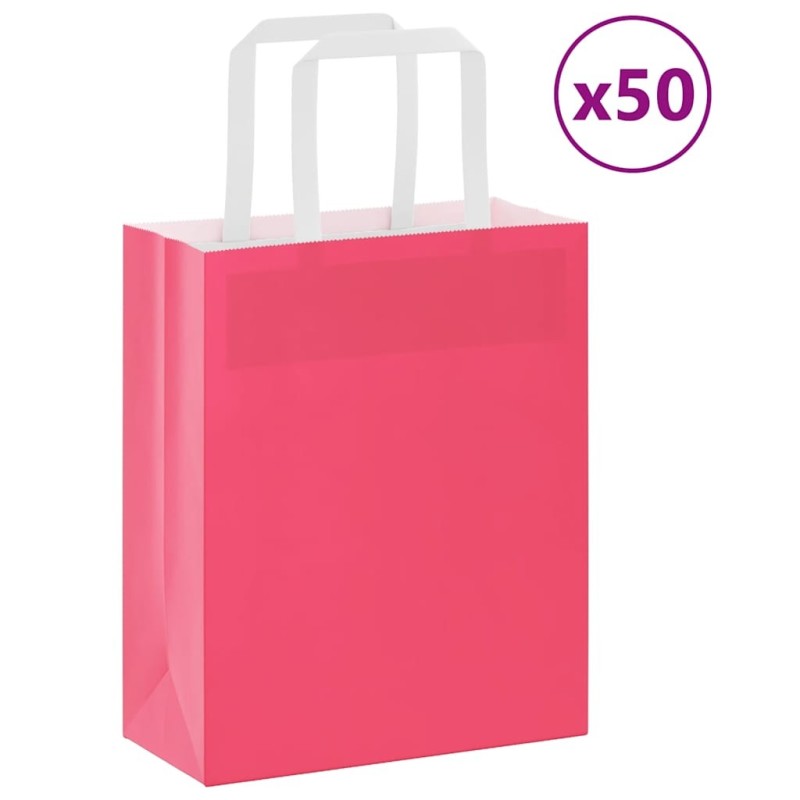 Sacs en papier 50 pcs avec poignées rose 18x8x22 cm 