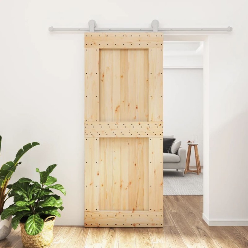 Porte coulissante et kit de quincaillerie 85x210 cm pin massif 