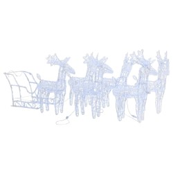 Décoration de Noël Rennes et traîneau 320 LED Acrylique 