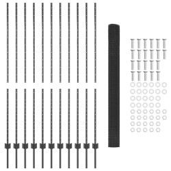 Ensemble de clôture en fil de fer à poule Lot de 2 Gris 