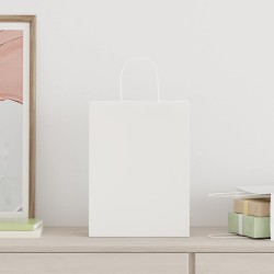 Sacs en papier 50 pcs avec poignées blanc 26x12x35 cm 