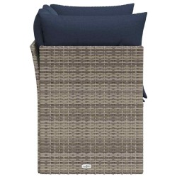 Canapé de jardin avec coussins 2 places gris en poly rotin 