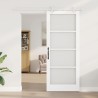 Ensemble de porte coulissante avec matériel Blanc 86x211 cm Bois massif en pin 