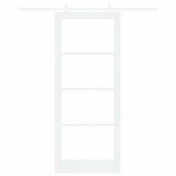 Ensemble de porte coulissante avec matériel Blanc 86x211 cm Bois massif en pin 