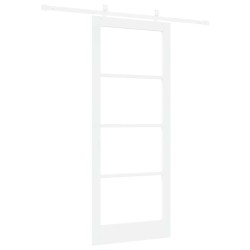 Ensemble de porte coulissante avec matériel Blanc 86x211 cm Bois massif en pin 