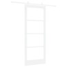 Ensemble de porte coulissante avec matériel Blanc 86x211 cm Bois massif en pin 