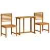 Ensemble de jardin bistro 3 pièces en bois d'acacia massif 