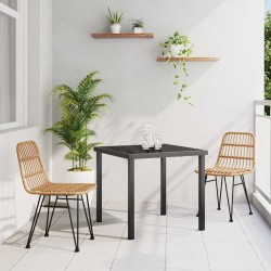 Ensemble de salle à manger de jardin 3 pièces en rotin marron 