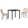 Ensemble de salle à manger de jardin 3 pièces en rotin marron 