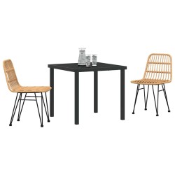 Ensemble de salle à manger de jardin 3 pièces en rotin marron 
