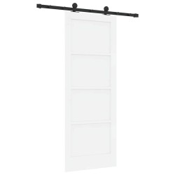 Porte coulissante avec quincaillerie 'ORKDAL'blanche en bois massif de pin 