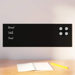 Tableau noir magnétique mural noir 60x20 cm verre trempé 