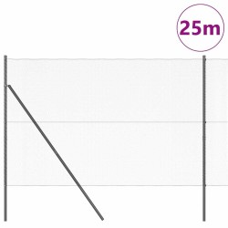 Clôture Kit de 2 Gris Métal 25 x 1,5 mètres Réglable 