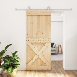 Porte coulissante et kit de quincaillerie 85x210 cm pin massif 