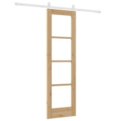 Porte coulissante avec quincaillerie 61x198.5 cm en bois massif de pin 