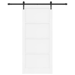 Porte coulissante avec ensemble de quincaillerie blanche 93x211 cm Bois massif de pin 