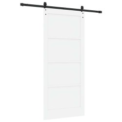 Porte coulissante avec ensemble de quincaillerie blanche 93x211 cm Bois massif de pin 