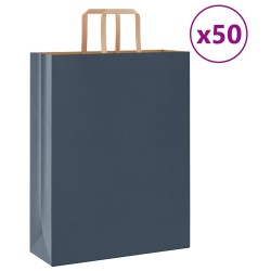 Sacs en papier 50 pcs avec poignées bleu 32x12x42 cm 