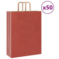 Sacs en papier 50 pcs avec poignées rouge 32x12x42 cm 