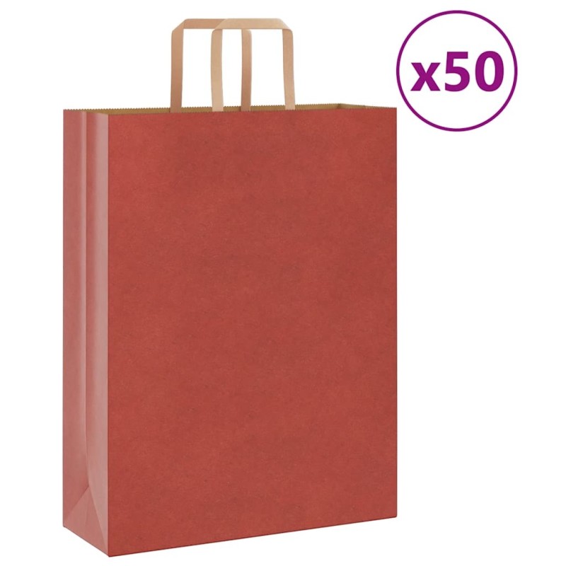 Sacs en papier 50 pcs avec poignées rouge 32x12x42 cm 