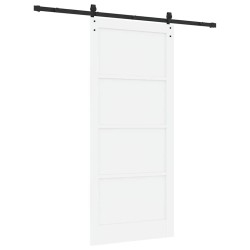 Porte Coulissante avec Kit de Matériel Blanche 93x211 cm Bois Massif Pin 