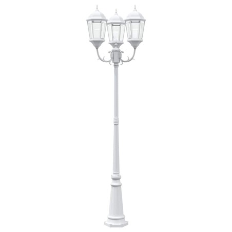Poteau de lumière de jardin 3 lampes E27 Blanc 235 cm Aluminium 