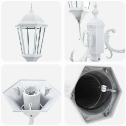 Poteau de lumière de jardin 3 lampes E27 Blanc 235 cm Aluminium 