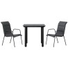 Ensemble à manger de jardin 3 pcs noir textilène et acier 