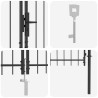 Portail de jardin avec sommet en lance, double swing, gris 100x400 cm en acier. 