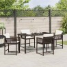 Ensemble de salle à manger de jardin - 5 pièces avec coussins marron en poly rotin. 