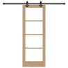Porte coulissante avec kit de quincaillerie "ORKDAL" en bois massif & verre 