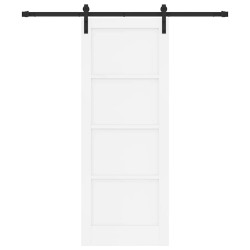 Porte coulissante avec matériel Blanc 78x202 cm Bois massif de pin 