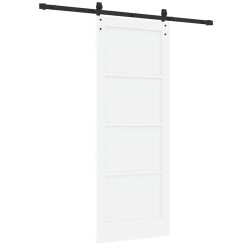 Porte coulissante avec matériel Blanc 78x202 cm Bois massif de pin 