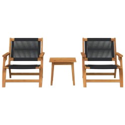 Chaises de Jardin avec Table 3 pcs Noir Bois Massif Acacia 