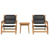 Chaises de Jardin avec Table 3 pcs Noir Bois Massif Acacia 