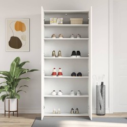 Armoire à chaussures Blanche 80x35.5x180 cm Bois d'ingénierie 